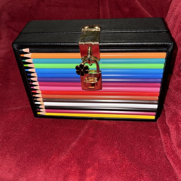 Handbags - Colorful Pencil Clutch with Gold Lock Design- NWT